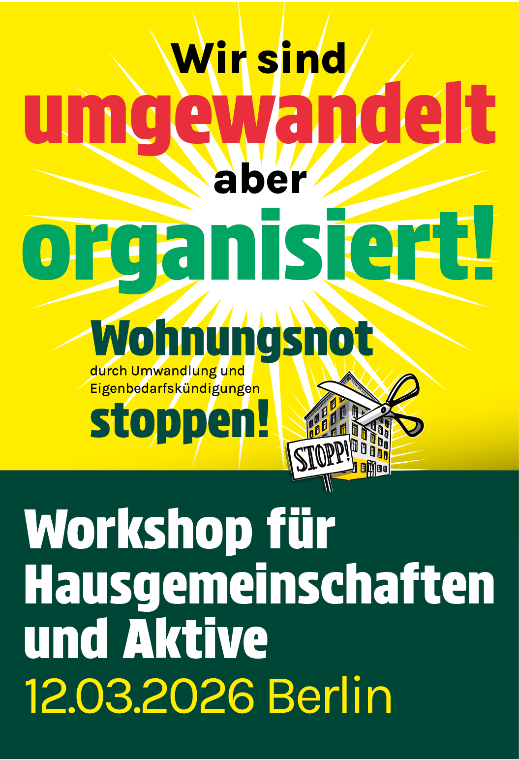 Organizing-Workshop des Bündnisprojekts „Wohnungsnot durch Umwandlung und Eigenbedarfskündigungen stoppen!“